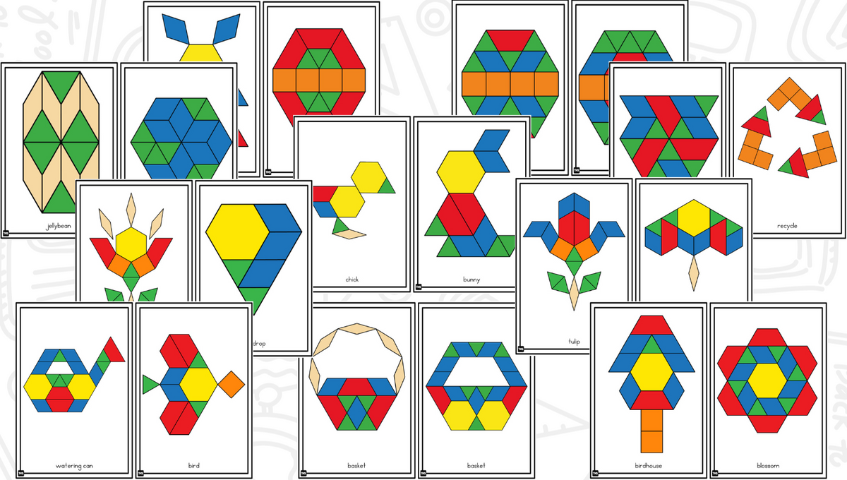 Math Counting Pattern Blocks Build It Up! April Pattern Block and Counting Cube Mats – The ...
