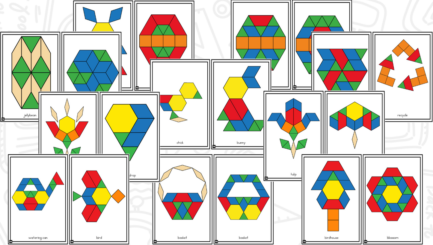 Build It Up! April Pattern Block and Counting Cube Mats