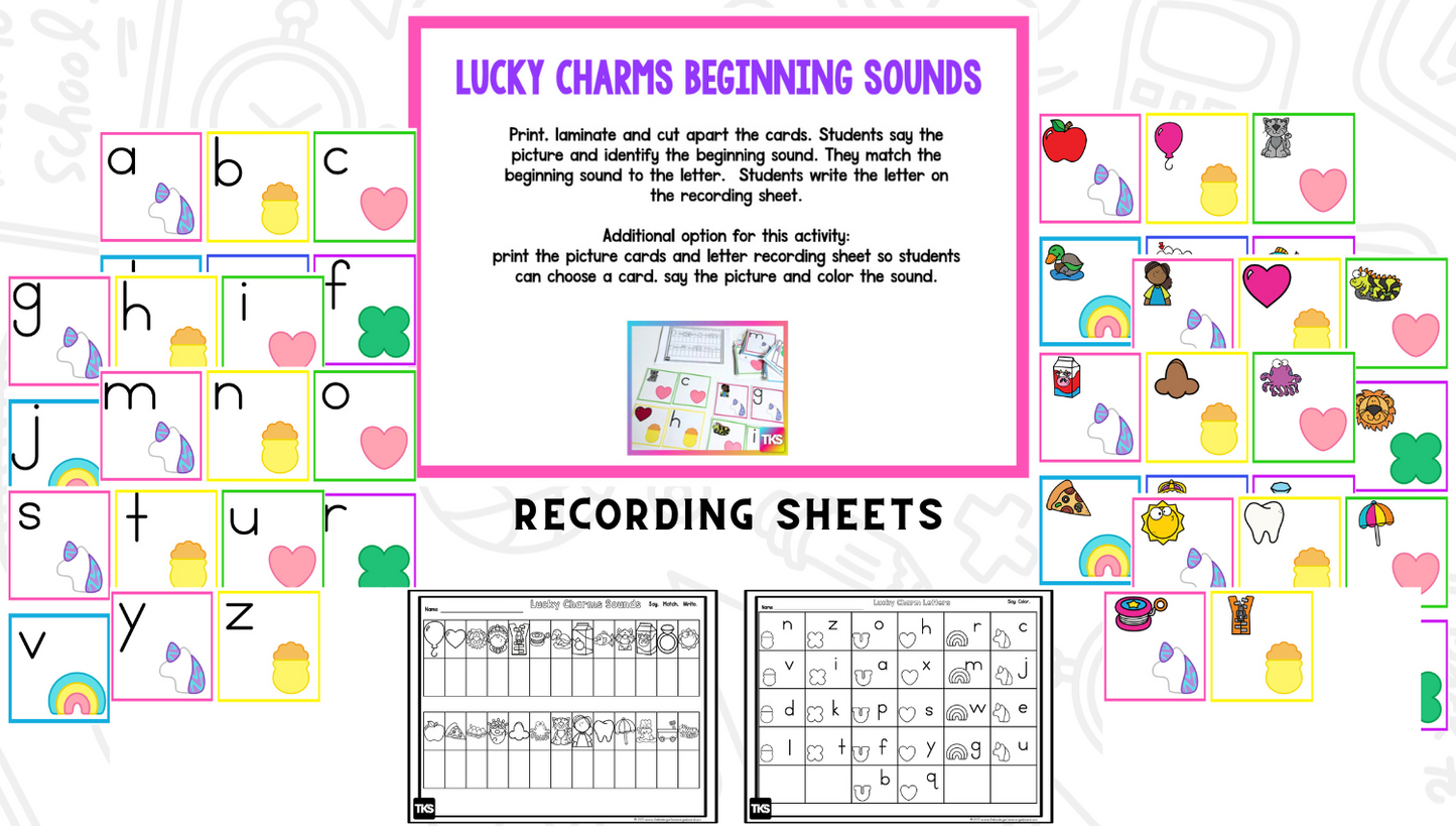 Math & Phonics -Lucky Charms Themed Hands-On Small Group & Centers Activities