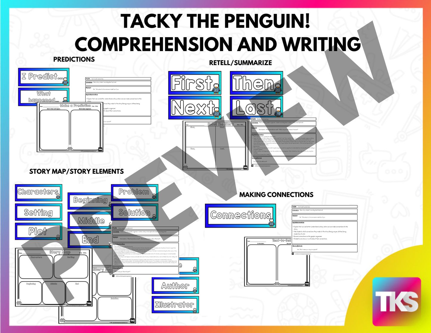 Tacky The Penguin Activities, STEM & Comprehension Worksheets