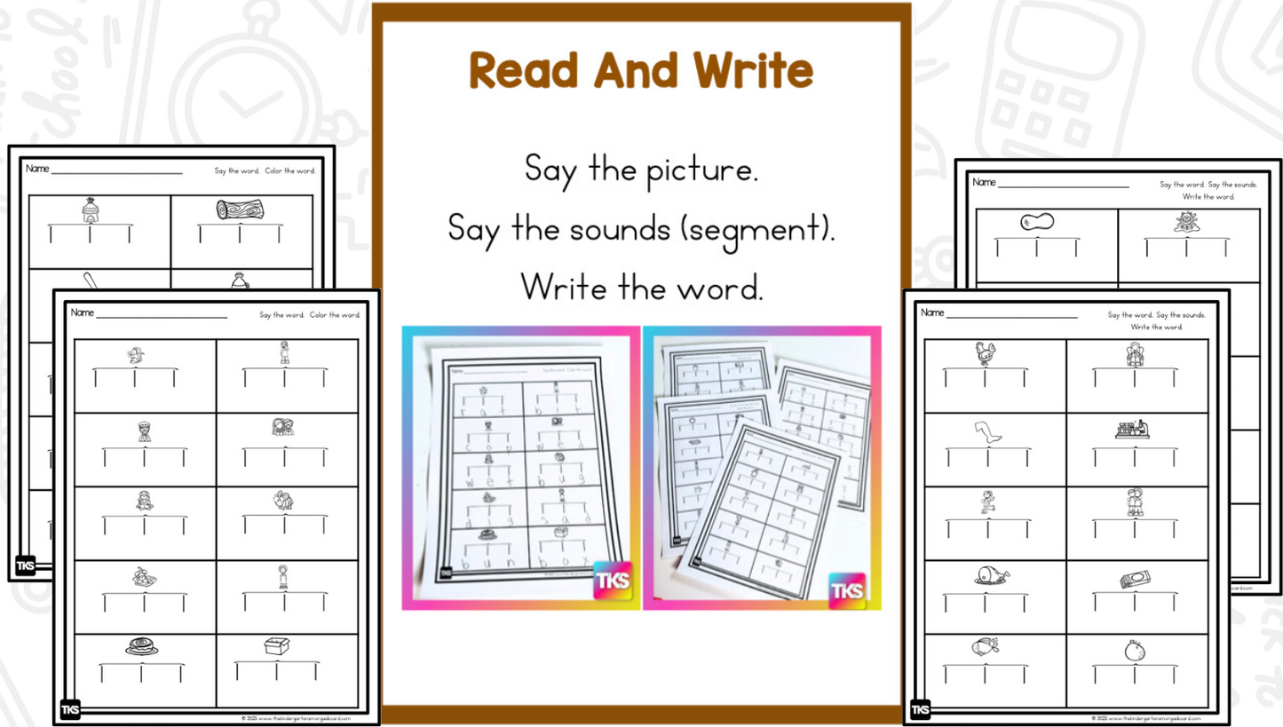 See It! Say It! Spell It! CVC Words Worksheets