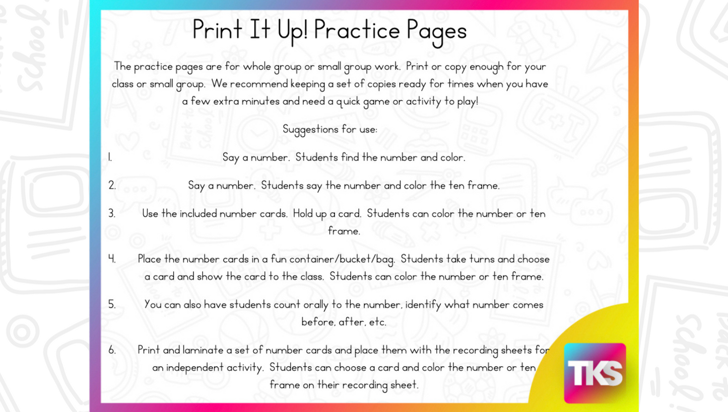 ELA & Math Low Prep Worksheets & Games Kindergarten Print It Up! January