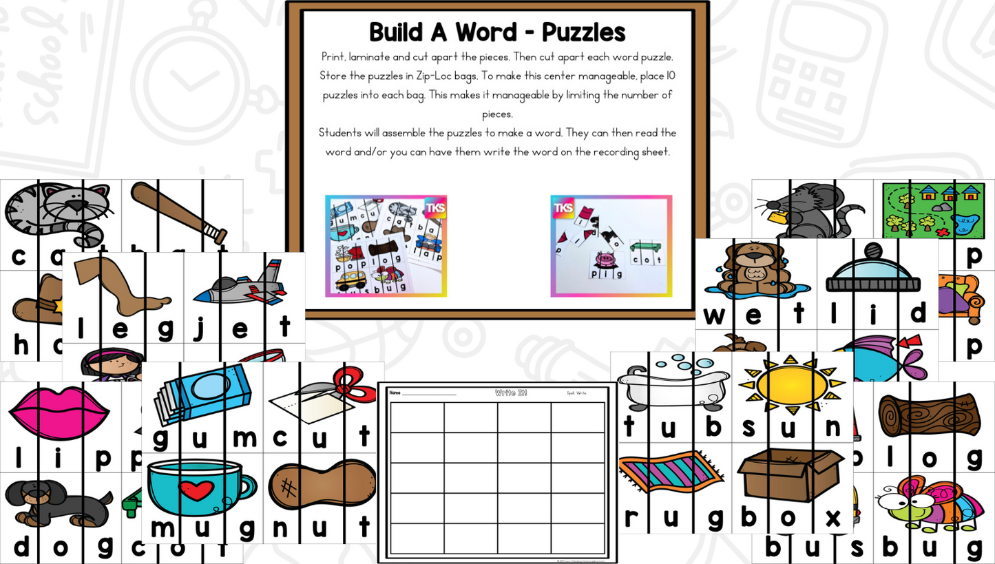 See It Say It Spell It! CVC Words - Phonics & Phonemic Awareness Activities