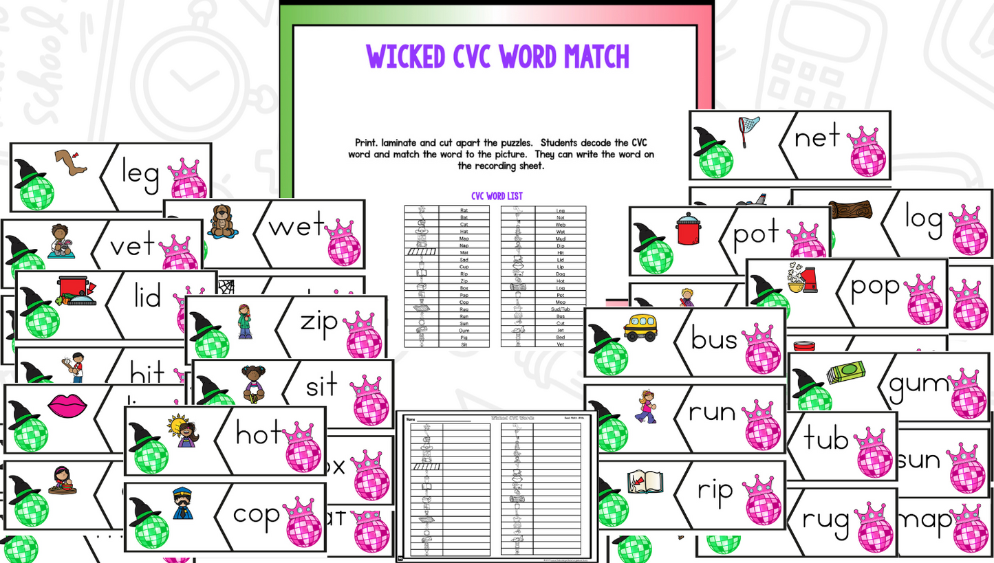 Wicked Witch & Princess Math & Phonics Activities