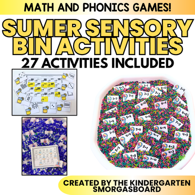 Sensory Bins Kindergarten Math & Phonics Centers | Summer Sensory Bin Fillers