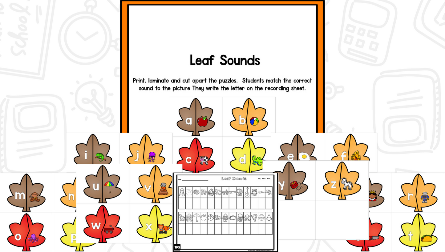 Leaf Puzzles: Letters, Sounds, Numbers, and Counting