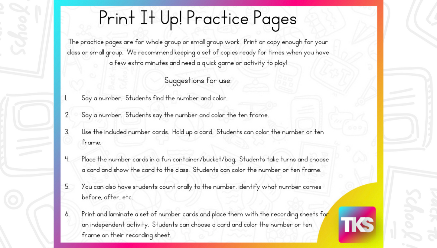 ELA & Math Low Prep Worksheets & Games Kindergarten Print It Up! December Print It Up!