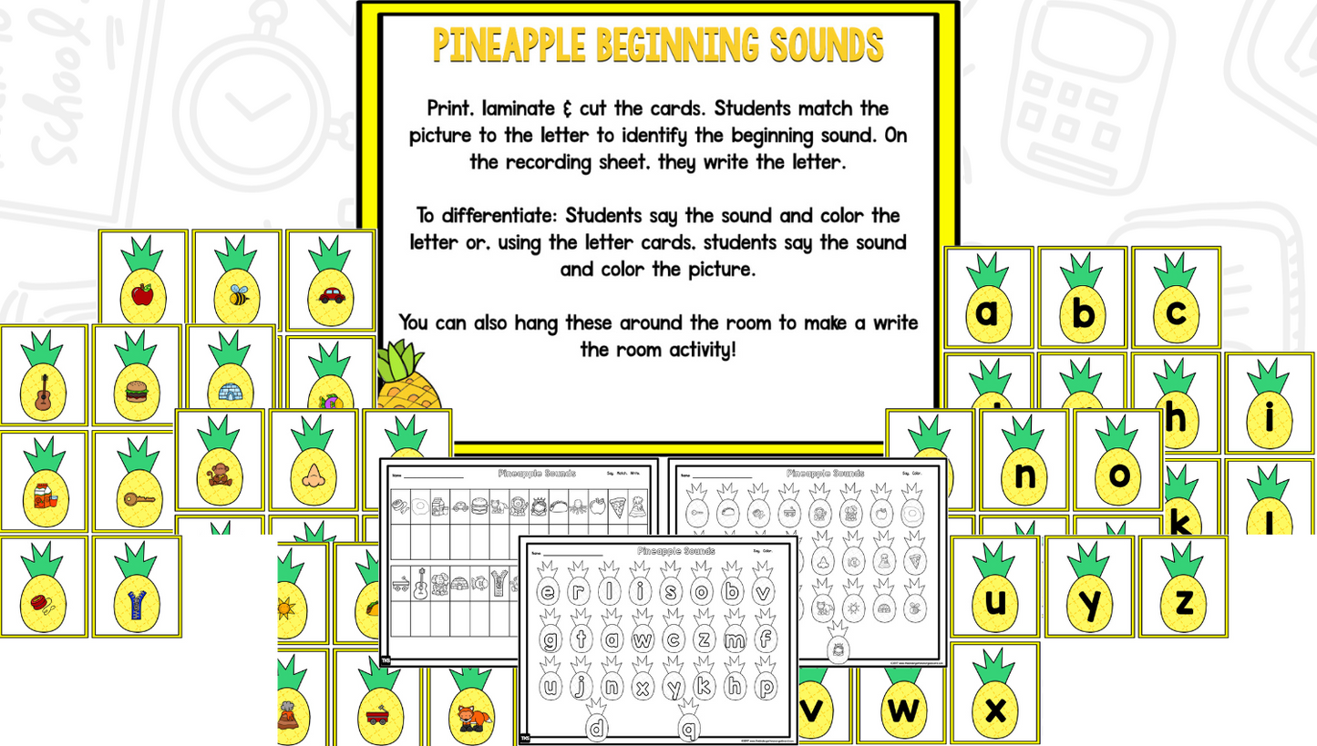 Pineapple Math and Literacy Centers