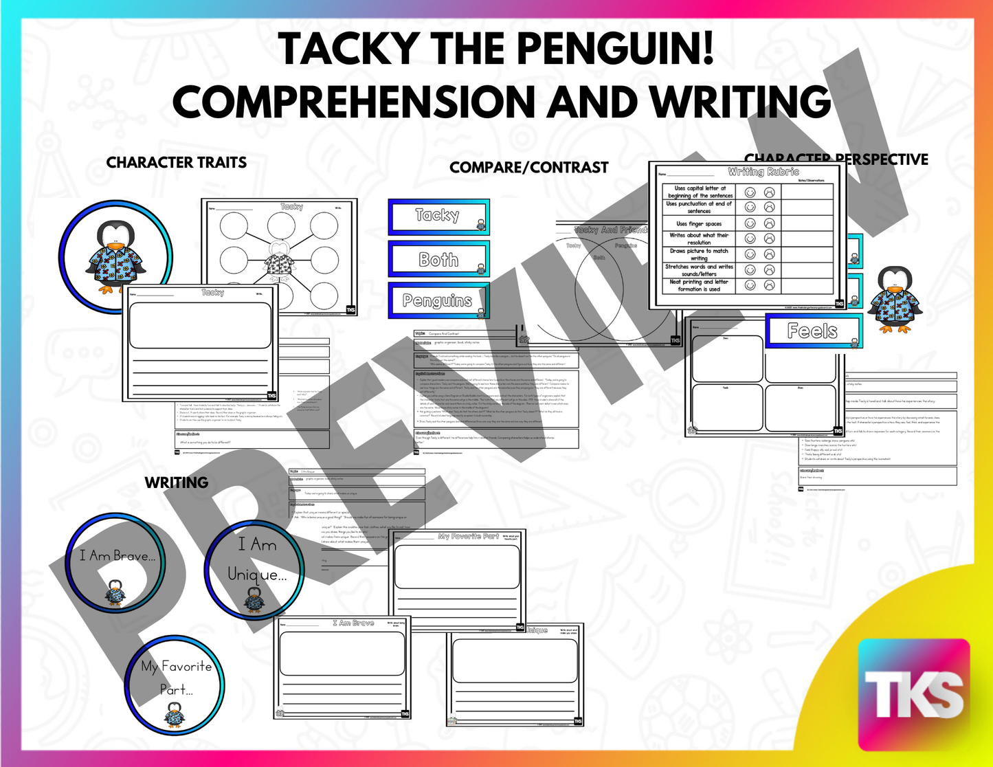 Tacky The Penguin Activities, STEM & Comprehension Worksheets