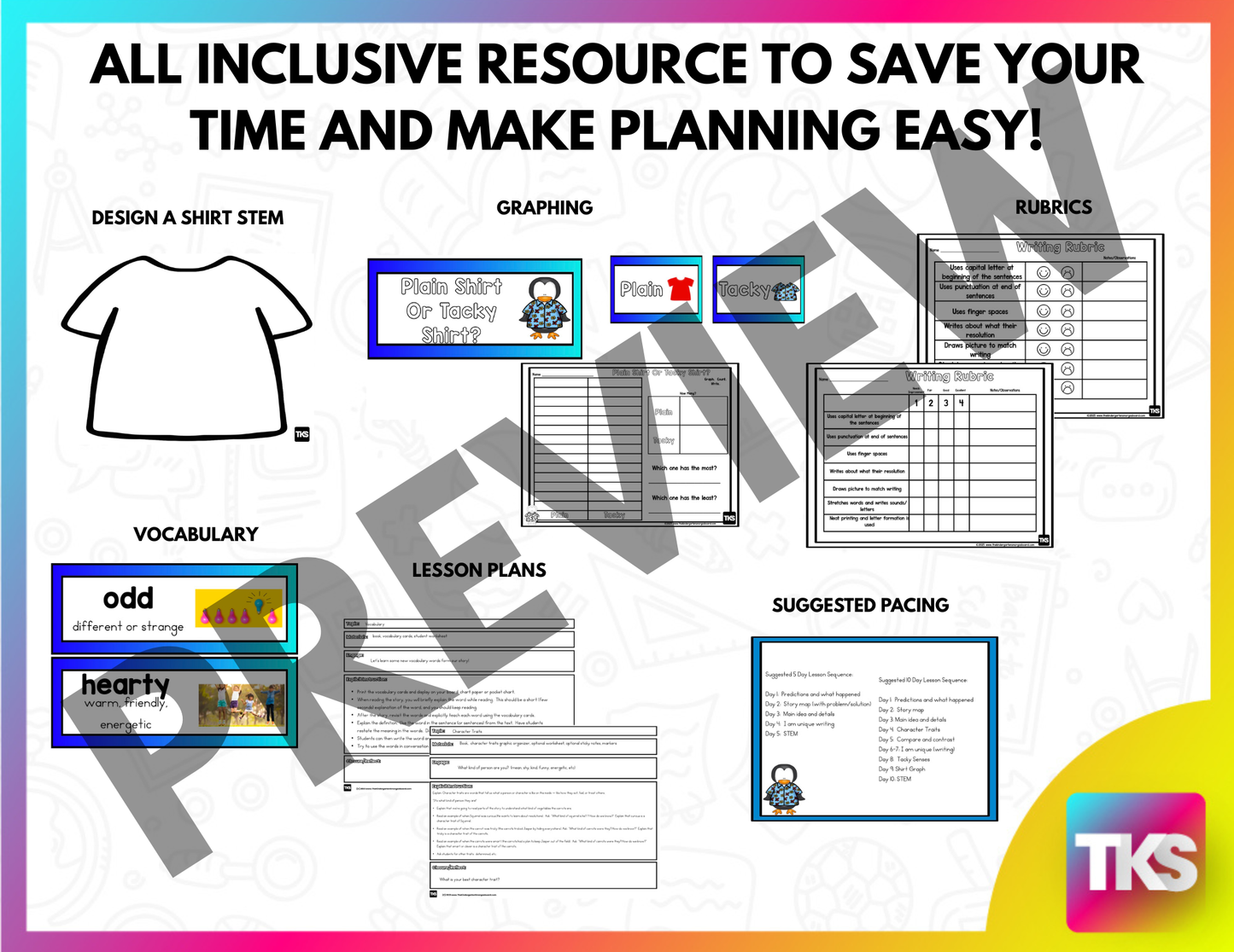 Tacky The Penguin Activities, STEM & Comprehension Worksheets