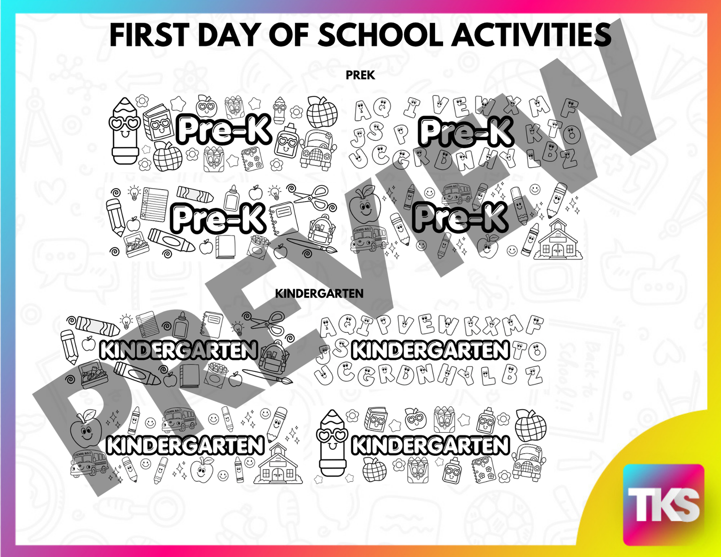 Back to School Coloring Banners | First Day of School Activity |