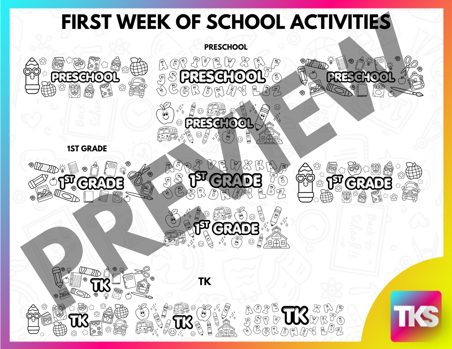 Back to School Coloring Banners | First Day of School Activity |