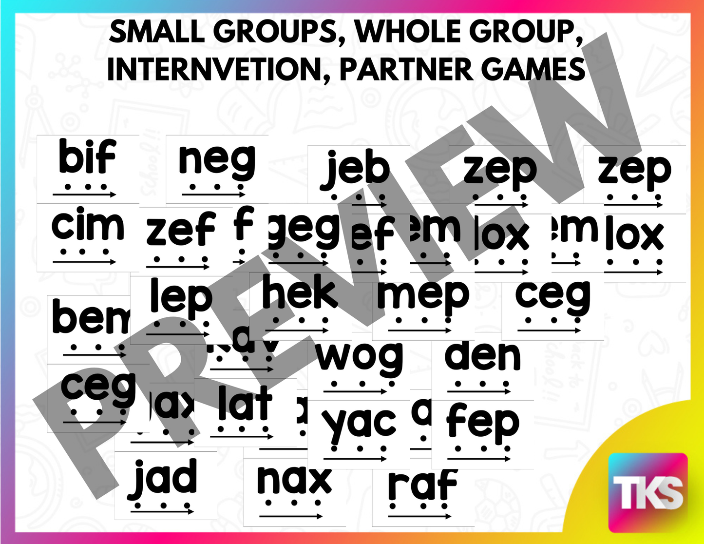 Nonsense Words: Nonsense Word Fluency Cards