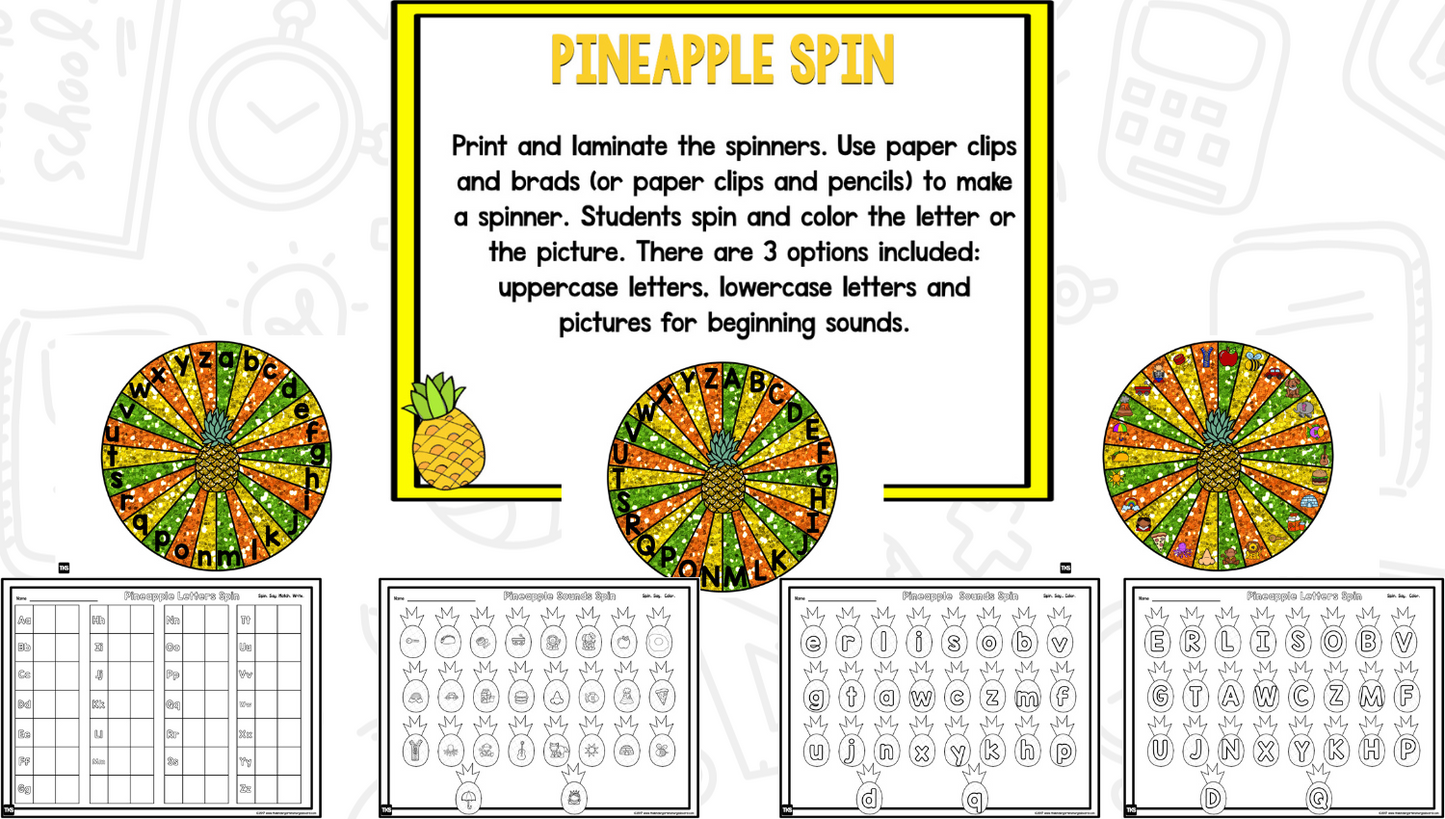 Pineapple Math and Literacy Centers