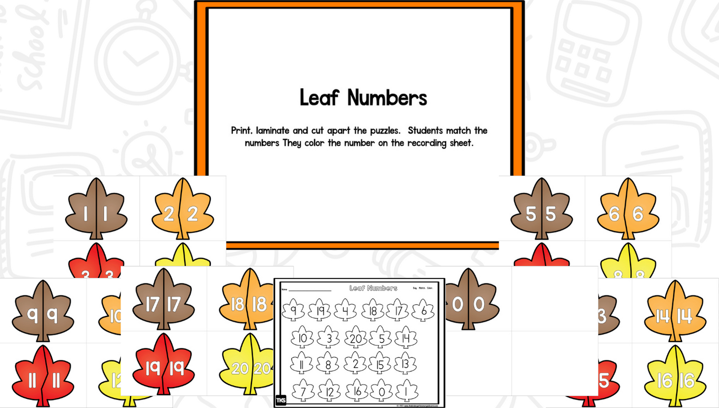 Leaf Puzzles: Letters, Sounds, Numbers, and Counting