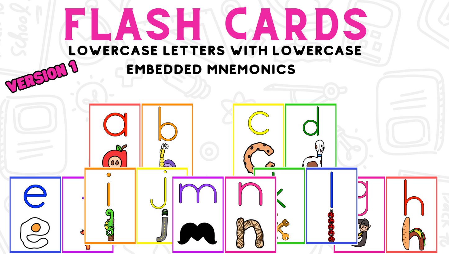 Alphabet Flash Cards with Embedded Mnemonics