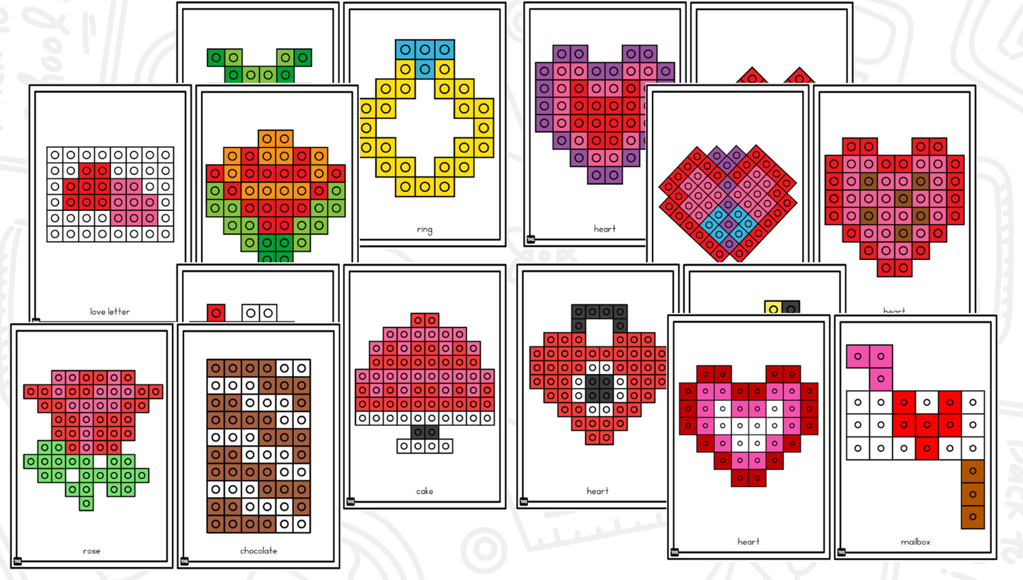 Build It Up! February Pattern Block and Counting Cube Mats