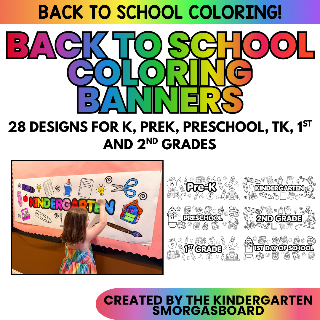 Back to School Coloring Banners | First Day of School Activity |