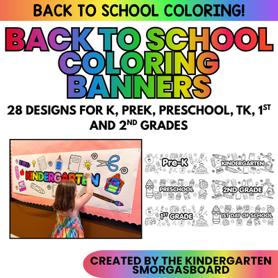 Back to School Coloring Banners | First Day of School Activity |