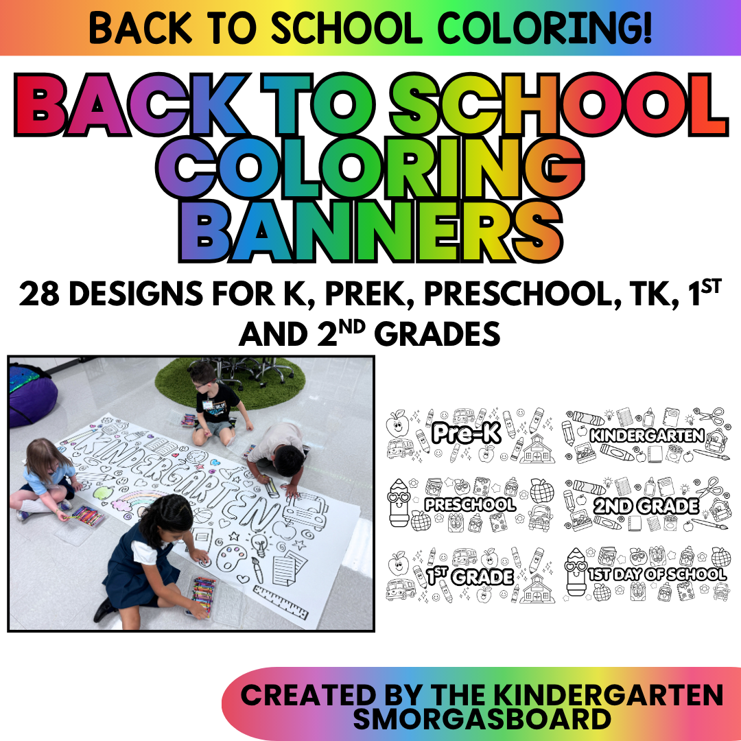 Back to School Coloring Banners | First Day of School Activity |