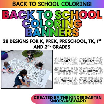 Back to School Coloring Banners | First Day of School Activity |