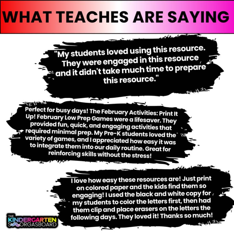 February Activities: Print It Up! February Low Prep Games