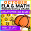 ELA & Math Low Prep Worksheets & Games Kindergarten - Print It Up! October