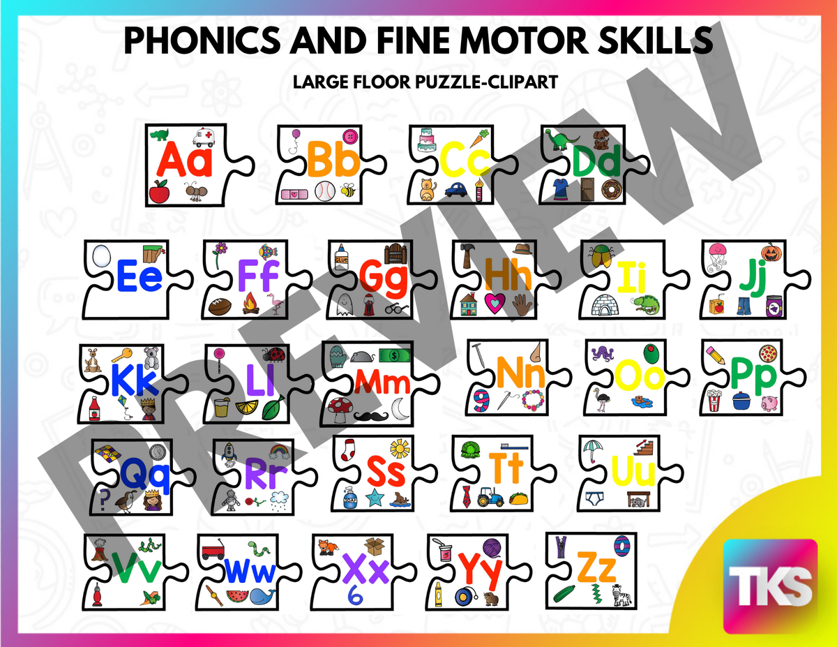 GIANT Letters, Beginning Sounds Floor Puzzles Kindergarten (4 Puzzles)