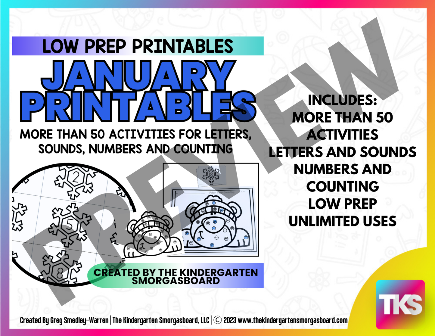 January Activities: Math And Phonics Printables With 50 Activities