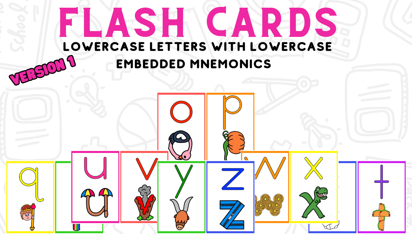 Alphabet Flash Cards with Embedded Mnemonics