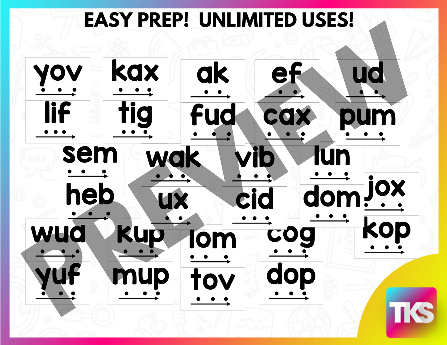 Nonsense Words: Nonsense Word Fluency Cards