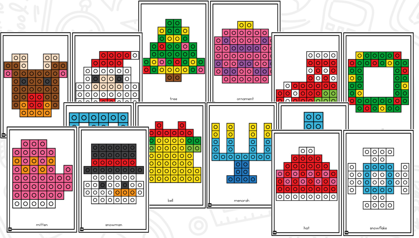 Build It Up! December Pattern Block and Counting Cube Mats