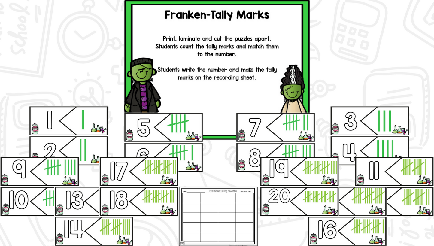 Frankenstein Halloween Math and Literacy Centers