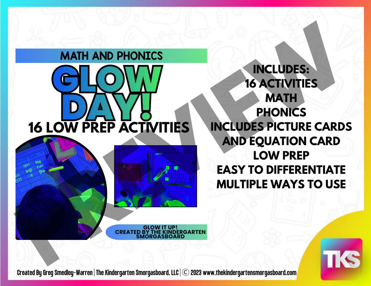 GLOW DAY! Low Prep Glow Day Activities For Math And Phonics