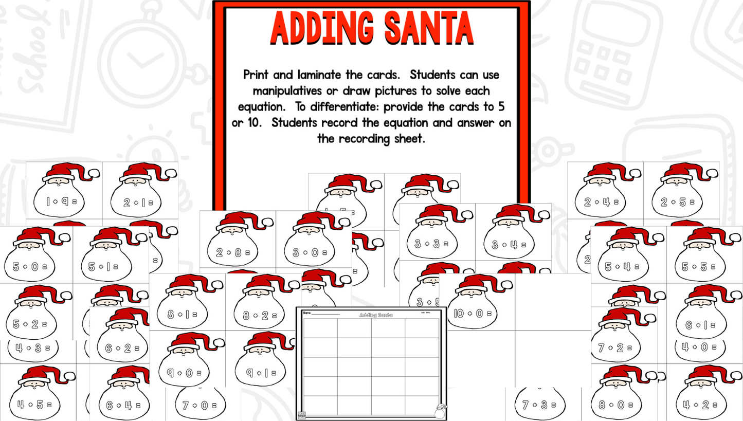 Santa Math and Literacy Centers