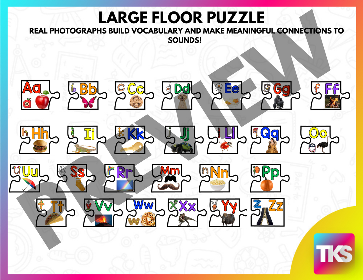 GIANT Letters, Beginning Sounds Floor Puzzles Kindergarten (4 Puzzles)