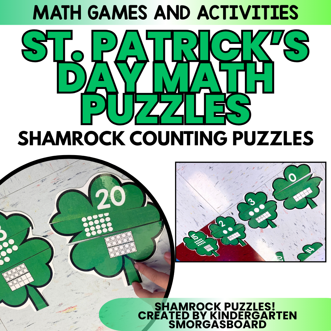 St. Patrick's Day Activities:  Shamrock Numbers & Counting Puzzles