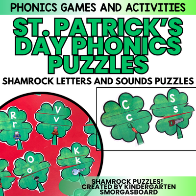 St. Patrick's Day Activities: Shamrock Letters and Sounds Puzzles