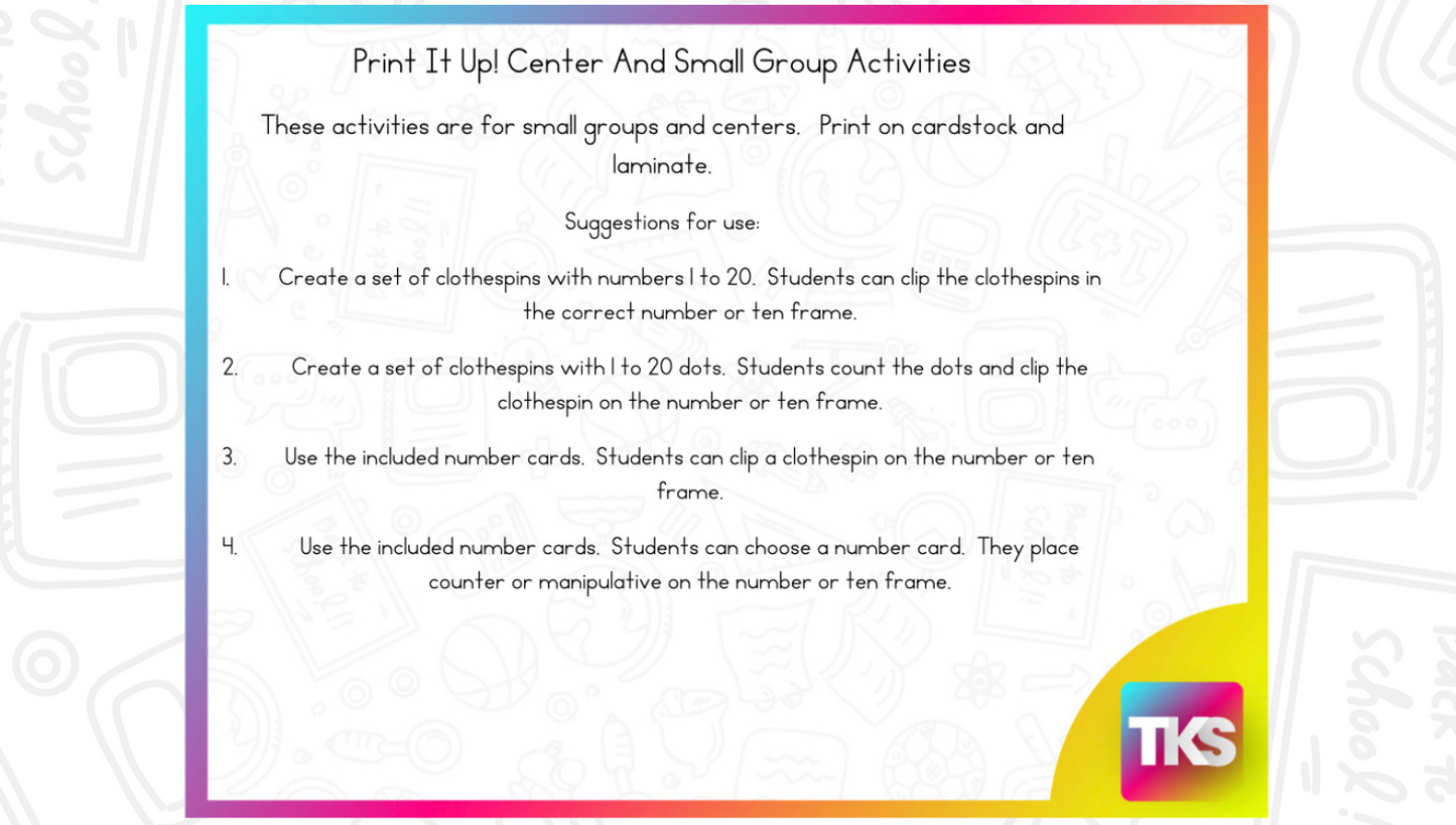 ELA & Math Low Prep Worksheets & Games Kindergarten - Print It Up! October