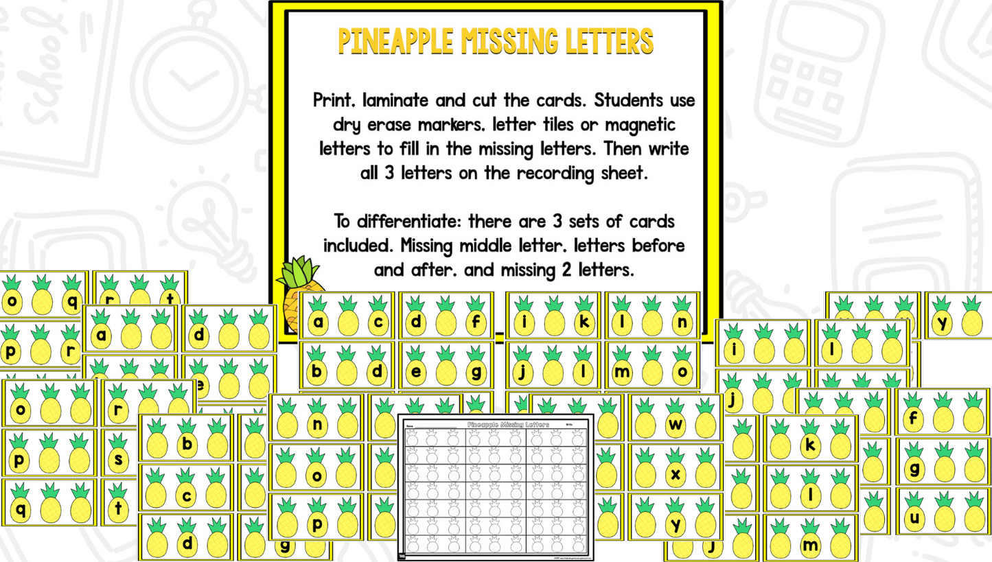 Pineapple Math and Literacy Centers