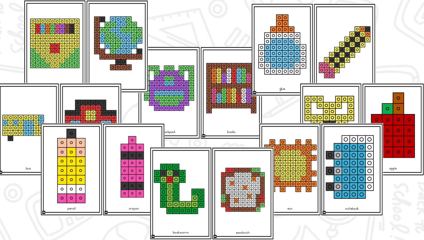 Build It Up! August/Back To School Pattern Block and Counting Cube Mats