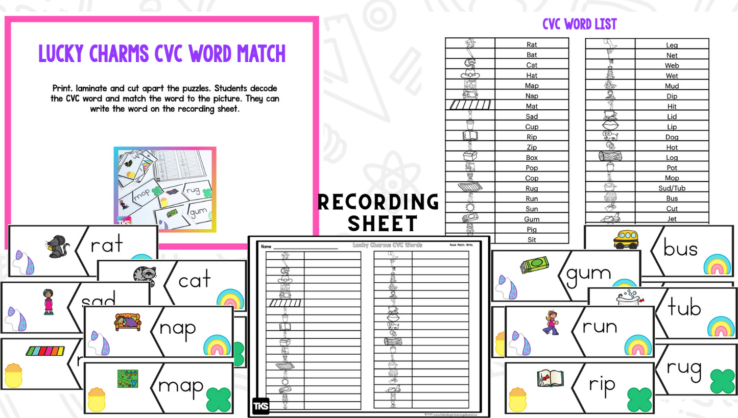 Math & Phonics -Lucky Charms Themed Hands-On Small Group & Centers Activities