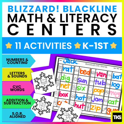 Blizzard! Blackline Snow-Themed Math and Literacy Centers