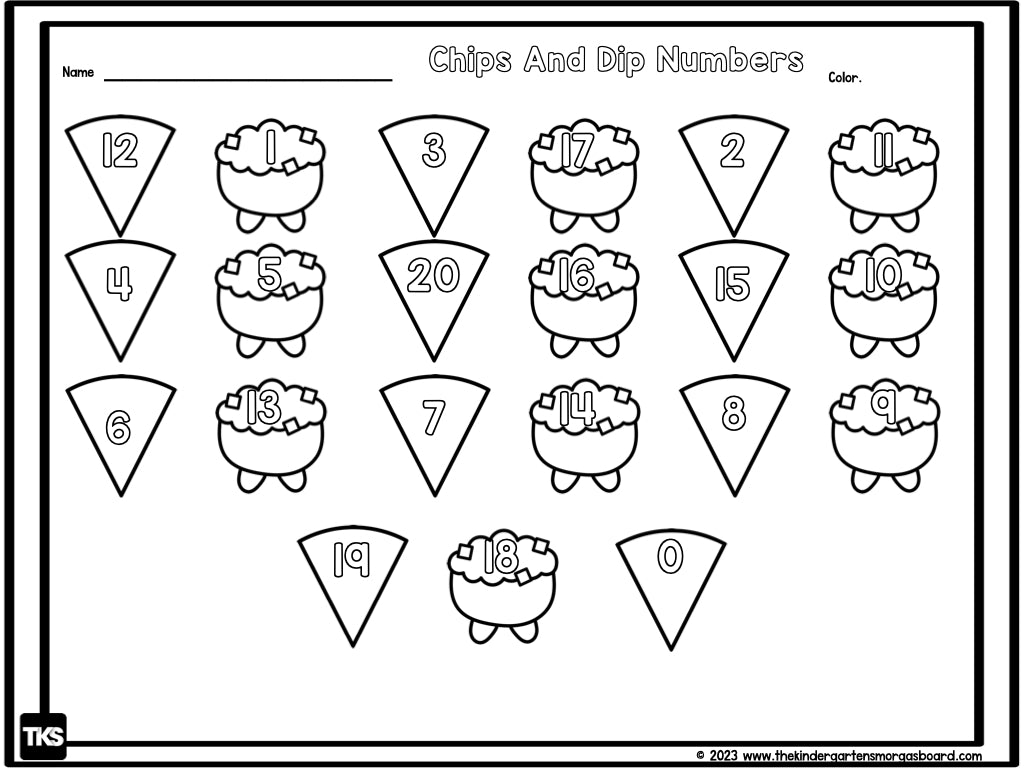 Numbers Chips Worksheet Chips & Dip Number Matching Freebie – The Kindergarten Smorgasboard ...