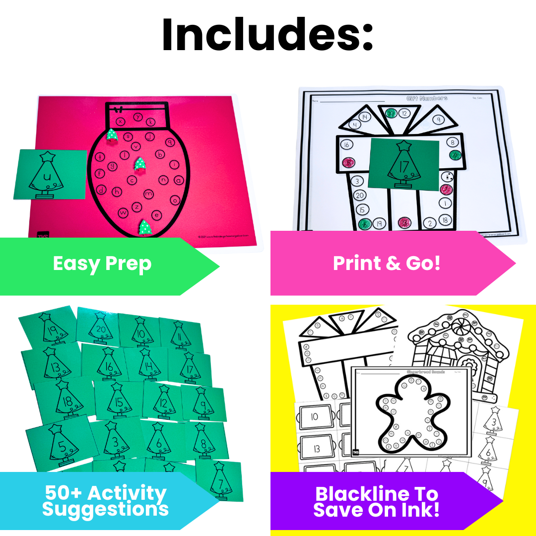 ELA & Math Low Prep Worksheets & Games Kindergarten Print It Up! December Print It Up!