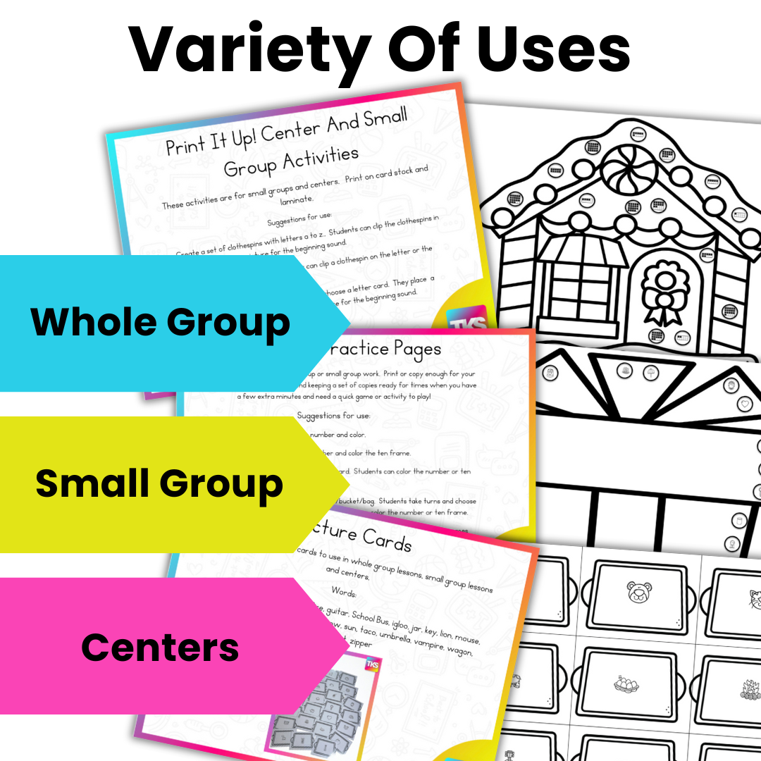 ELA & Math Low Prep Worksheets & Games Kindergarten Print It Up! December Print It Up!