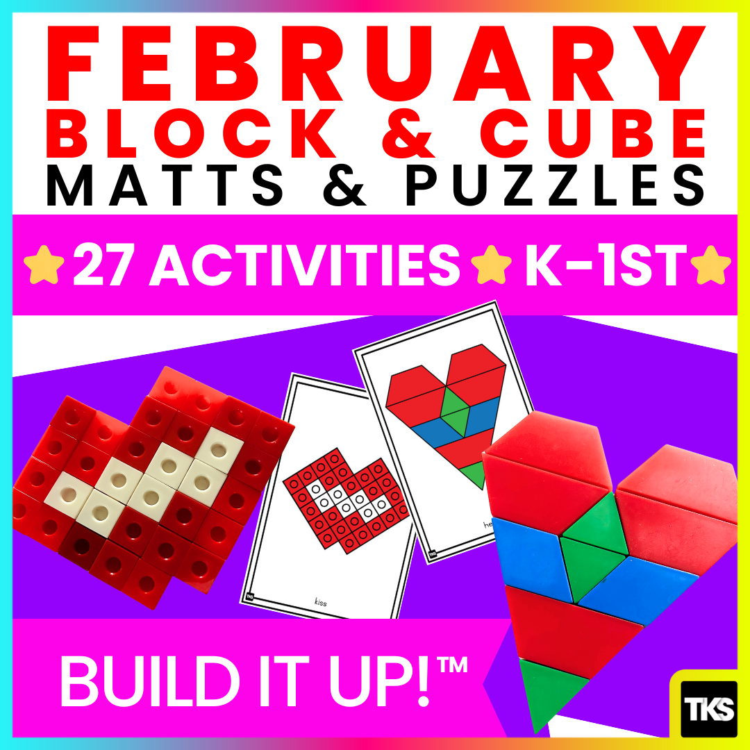 Build It Up! February Pattern Block and Counting Cube Mats