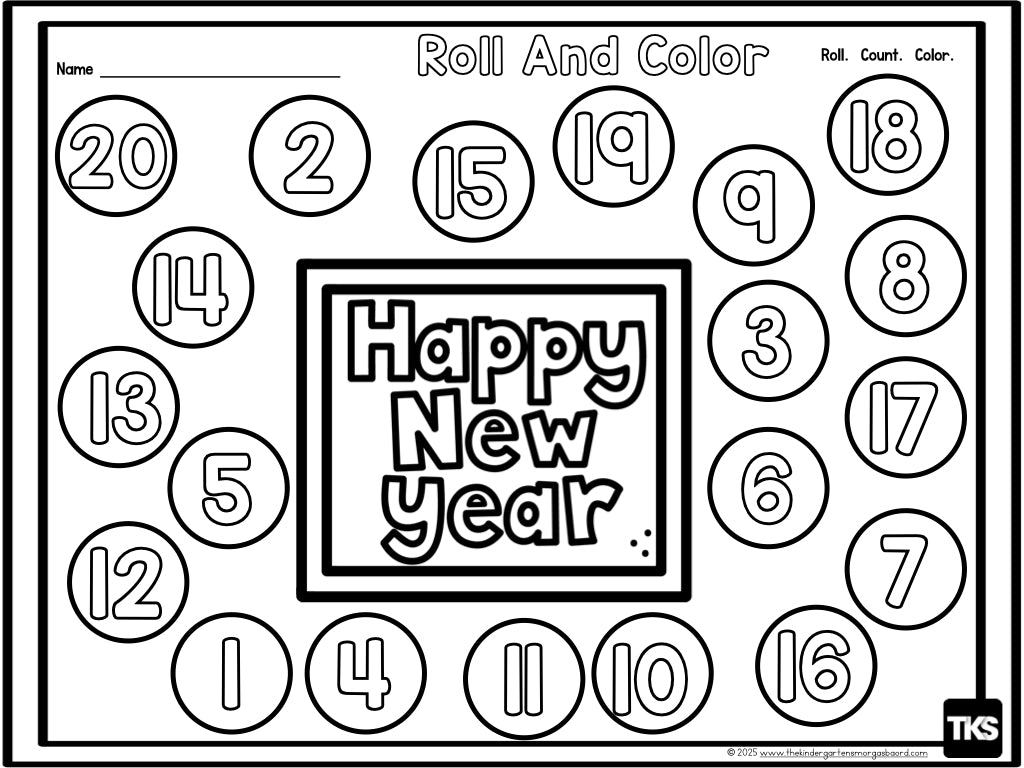 Happy New Year Roll and Color FREEBIE!