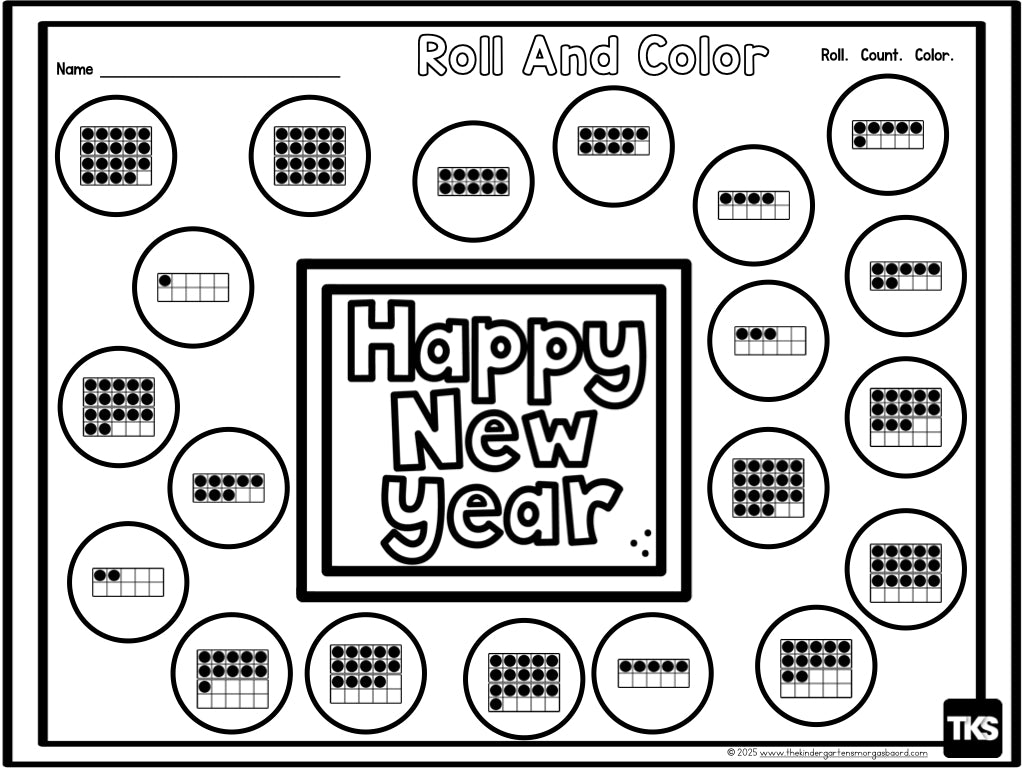 Happy New Year Roll and Color FREEBIE!