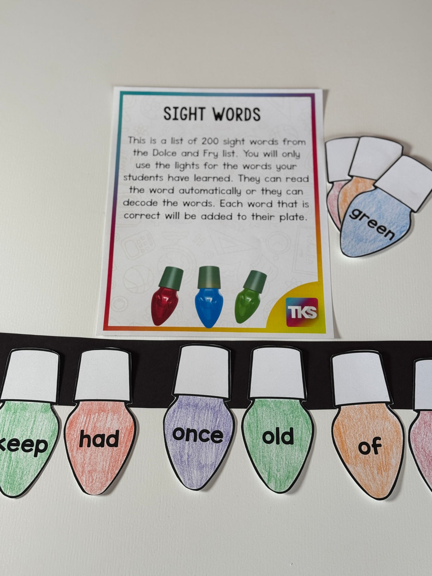 Lighting Up Christmas- Editable Phonics & Sight Word Project for Kindergarten